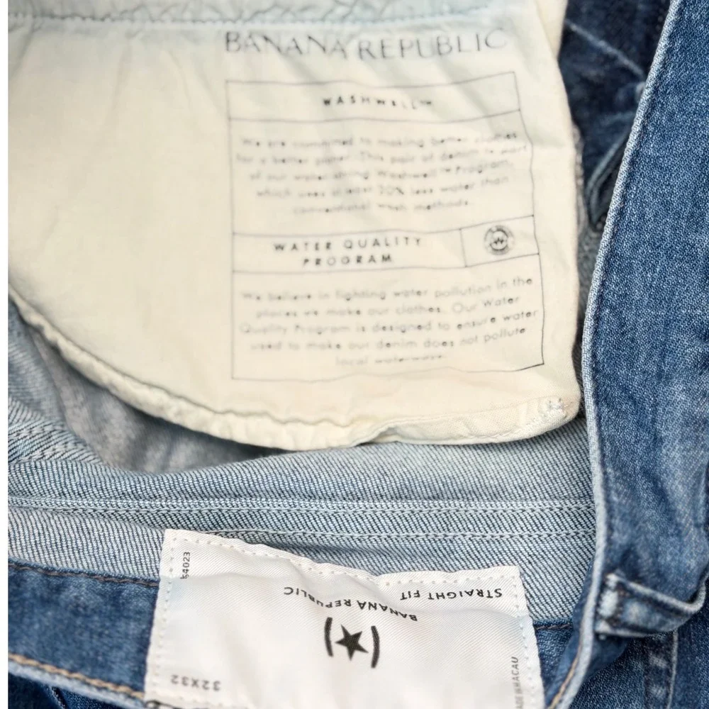Banana Republic Straight Fit Jeans Mens 32x32 Medium Wash Blue Stretch Denim